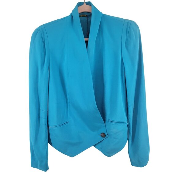 Rebecca Minkoff Turquoise 100% Silk Becky Jacket Medium New w/ Flaw $328 Retail - Picture 1 of 9